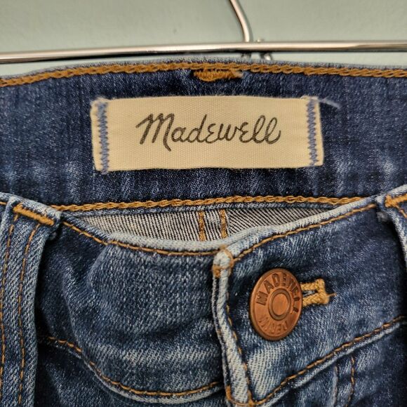MADEWELL Jeans Womens 26 Cali Demi Boot Blue Denim Cropped Raw Hem Mid Rise - Picture 3 of 10